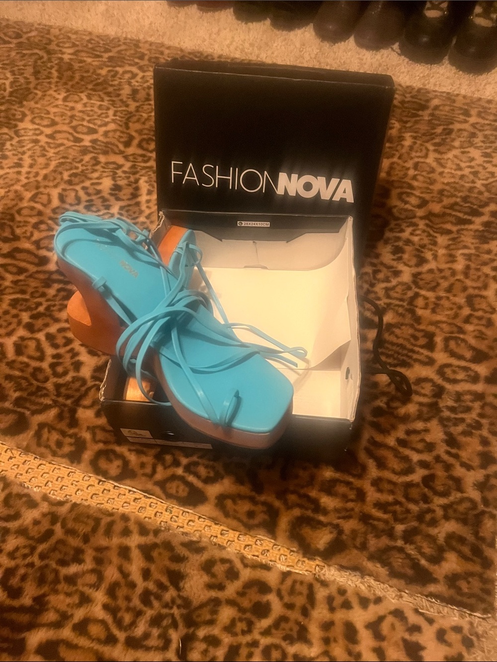 Fashion Nova Turquoise Strappy Block Heel Sandals
